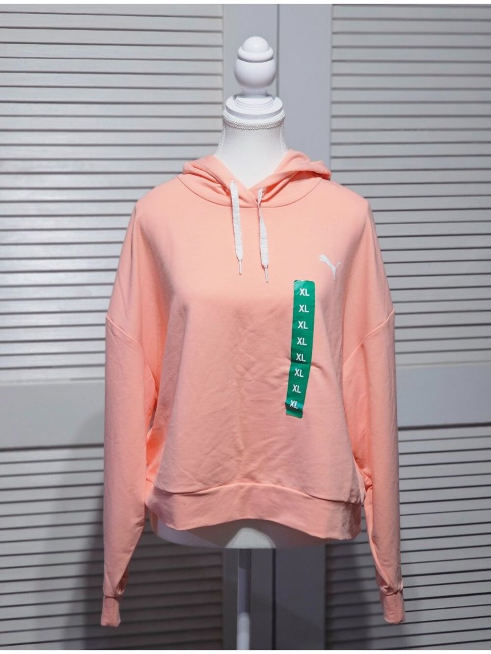 NWT Puma Women's Peach Sweatshirt Cropped Lightweight Sport Hoodie Size XL 2984